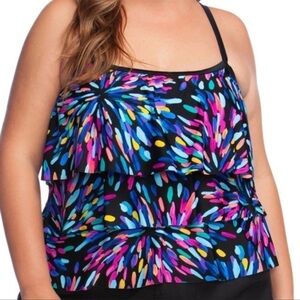 Maxine Of Hollywood Sparkler Tiered Tankini Top Size 8
